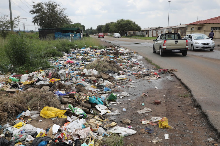 Sharpeville township in the Vaal triangle with potholes and garbage ever corner of the township under Emfuleni Municipality