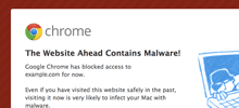 Interstitial malware warning in the browser.