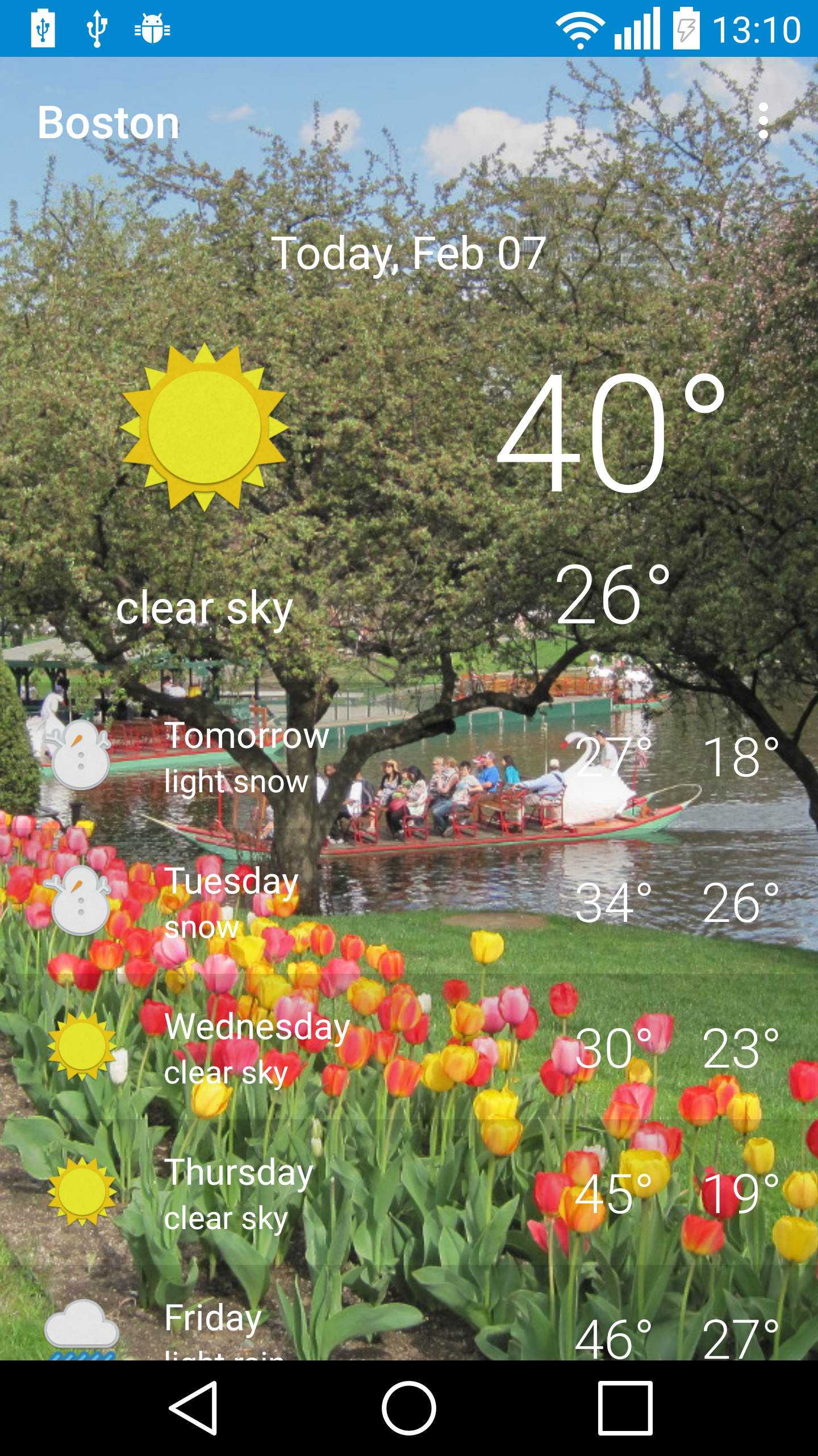 Android application Boston - weather screenshort