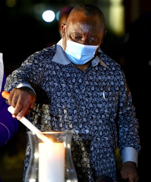 President Cyril Ramaphosa lit a candle to honour health care workers in SA, many of whom have succumbed to Covid-19, as health minister Zweli Mkhize revealed that positive cases had breached the 18,000 mark in a single day.