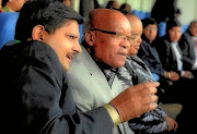 Atul Gupta and Jacob Zuma at a T20 match between South Africa and India at Wanderers Stadium in 2012.