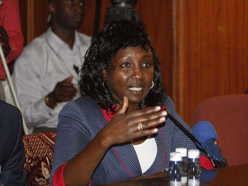 Gladys Boss Shollei appearing before the parliament committee on legal affairs./FILE