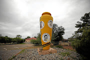 A painted pillar honours Stompie Seipei in his hometown of Tumahole, Parys.