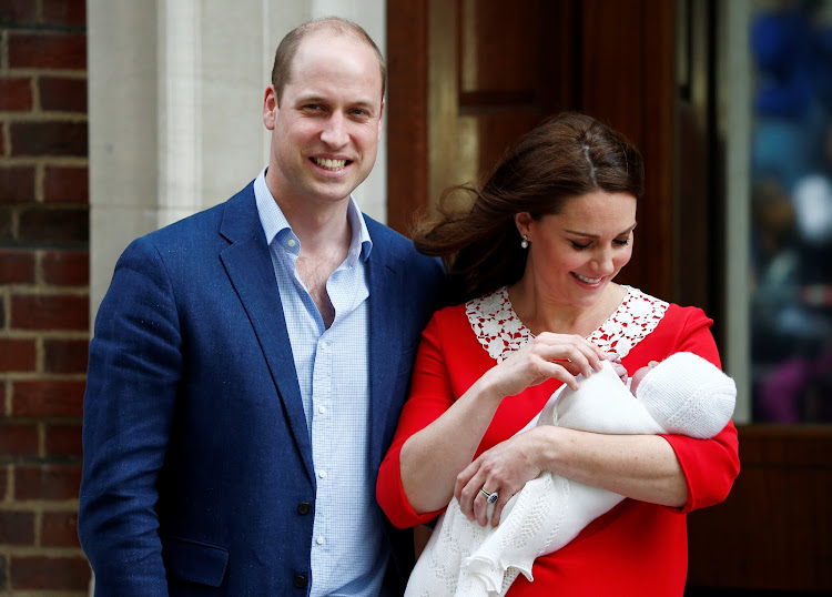 Britain's Kate, the Duchess of Cambridge, and Prince William leave the Lindo Wing of St Mary's Hospital with their new baby boy in London, April 23, 2018.