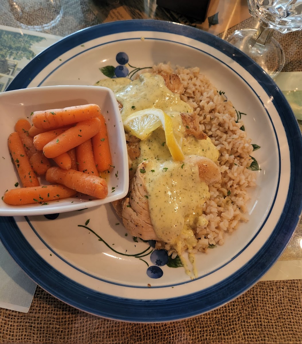 Lemon dill chicken with brown rice