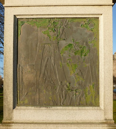 For a view of the whole statue in context, and for more information about it, see NS3975 : Statue of Peter Denny. There are two plaques affixed to the pedestal: one on the western side and one on...