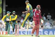 GOT THE BIG ONE! Vernon Philander of South Africa celebrates dismissing Chris Gayle for just one run during the third ODI against West Indies at Buffalo Park in East London yesterday. The Proteas won by nine wickets to take the series 3-0