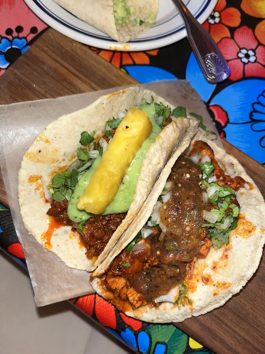 Pollo Asado and Al Pastor tacos