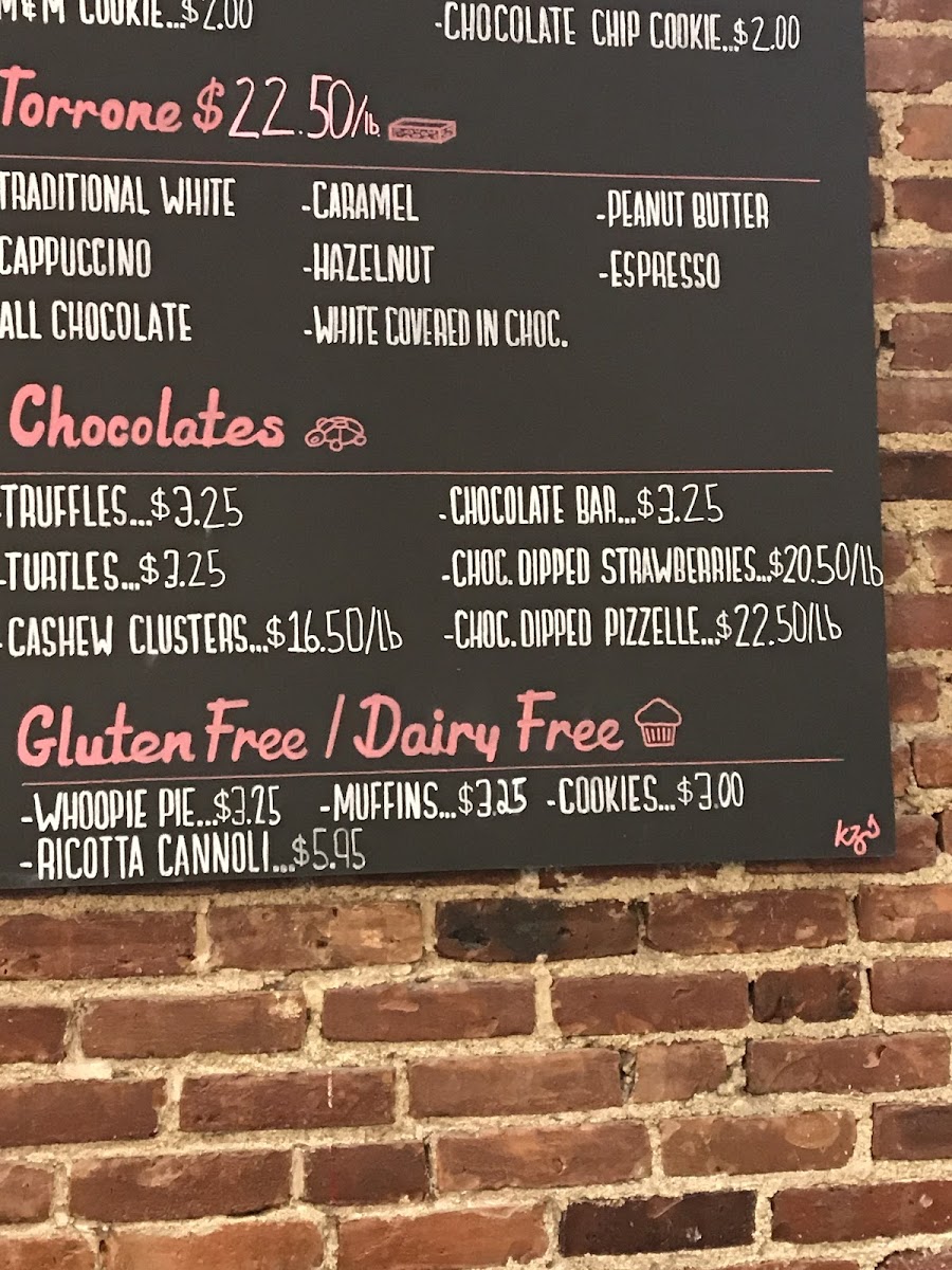 Modern Pastry gluten-free menu