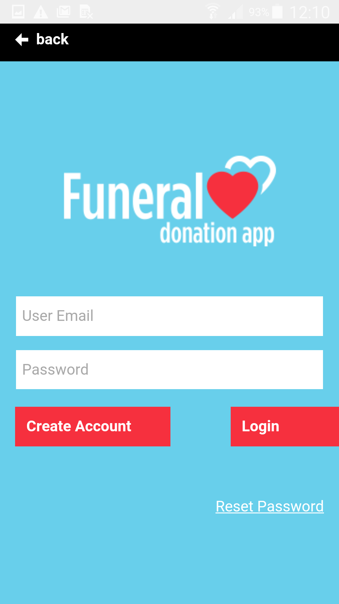 Android application The Funeral Donation App screenshort