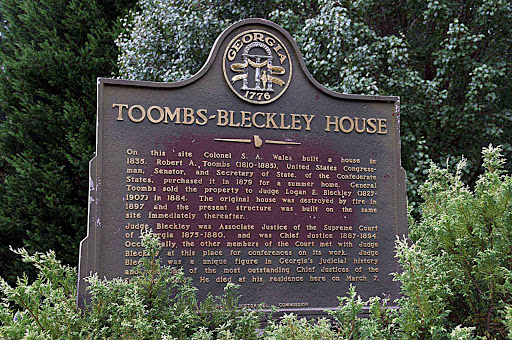 On this site Colonel S. A. Wales built a house in 1833. Robert A. Toombs (1810-1885). United States Congressman, Senator, and Secretary of State, of the Confederate States, purchased it in 1879...