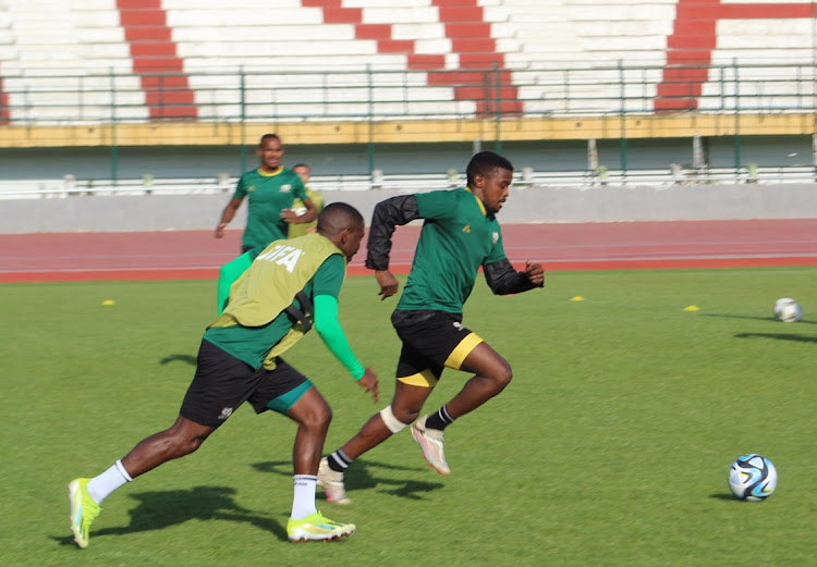 Bafana Bafana's Teboho Mokoena during a training session in Annaba, Algeria on Saturday.