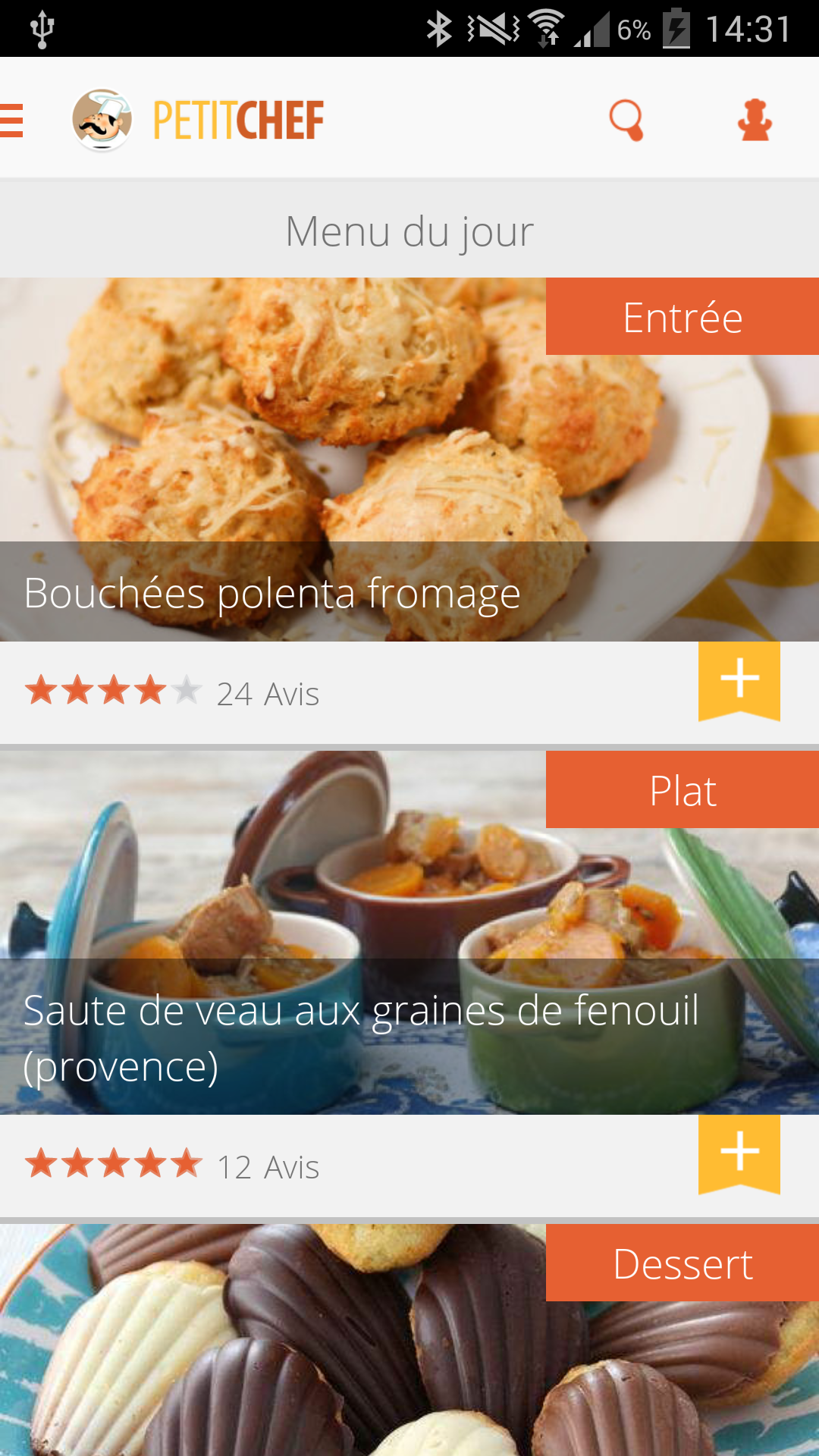 Android application PetitChef, cooking and recipes screenshort
