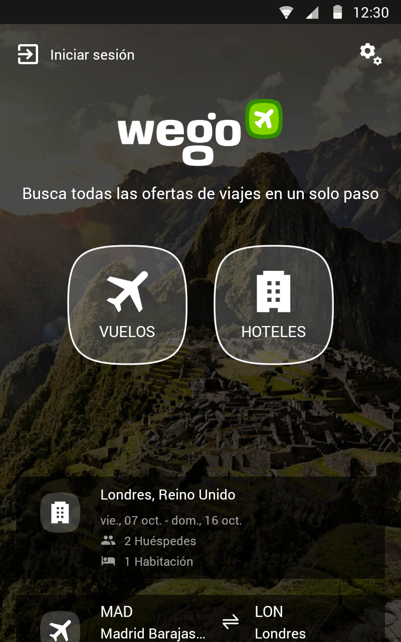 Android application Wego - Flights, Hotels, Travel screenshort