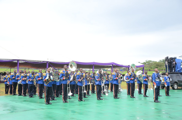 Presidential unit band during labor day celebration at Uhuru Gardens in Nairobi on May 1, 2024.