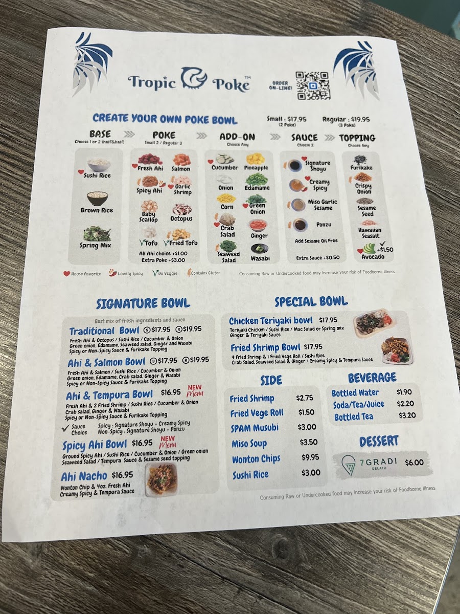 Tropic Poke gluten-free menu