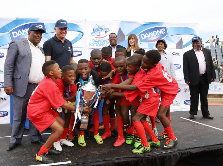 The Nomlinganiselo Primary under-12s after winning the Danone Nations Cup national title at Dobsonville Stadium in 2018.