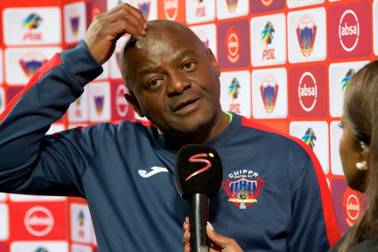 Chippa United head coach Dan Malesela during his post-match TV interview after a Absa Premiership match against Orlando Pirates at Nelson Mandela Bay Stadium on August 08, 2018 in Port Elizabeth, South Africa. (Photo by Richard Huggard/Gallo Images