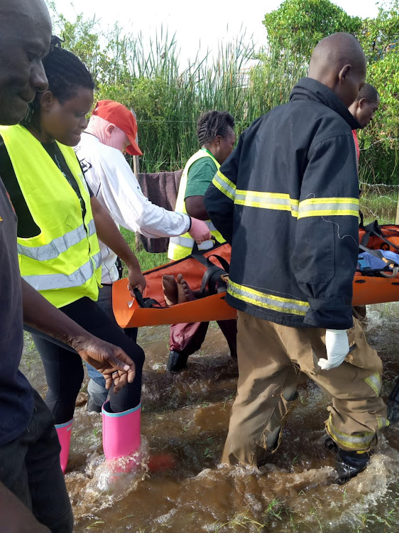 Compassionate Centre for Families (CCF) and Kisumu county fire department team rescue an 80-year-old man, Wilson Adaa Sangala, who was stranded in his marooned house after he fall sick on Sunday.