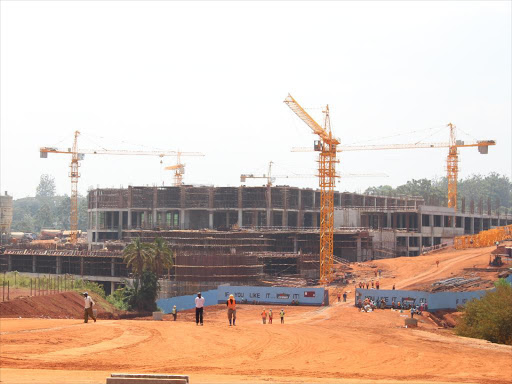 Two Rivers Mall under construction in Ruaka on January 5 last year. The Land Index Report by PRC indicates the average price for an eighth of an acre in Ruaka rose from an average of Sh8 million in June 2015 to Sh18 million this year /CHRISPINUS WEKESA