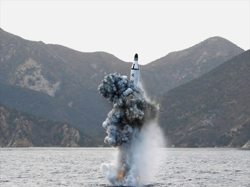 North Korean leader Kim Jong Un (not pictured) guides on the spot the underwater test-fire of strategic submarine ballistic missile in this undated photo released by North Korea's Korean Central News Agency (KCNA) in Pyongyang on April 24, 2016. Photo/REUTERS