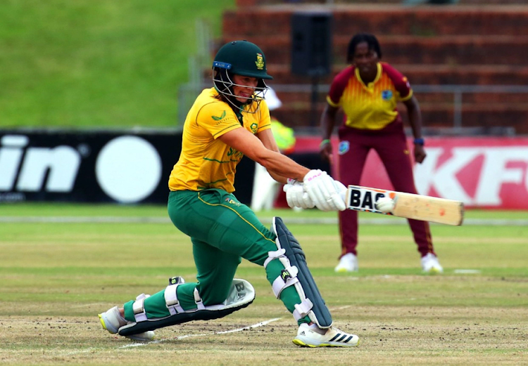 Tazmin Brits of SA bats during the Women's T20I Tri-Series match against West Indies at Buffalo Park in East London, on Wednesday. SA won by 10 wickets. Picture: THEO JEPTHA