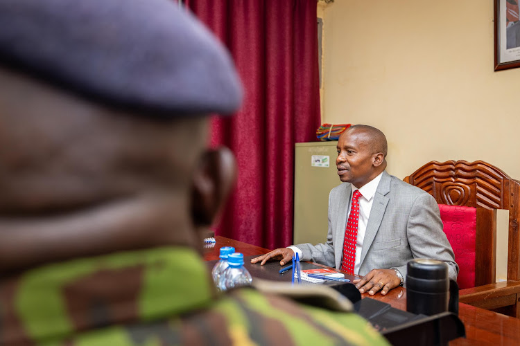 Interior CS Kithure Kindiki in a meeting with security officers in Taita Taveta on March 27, 2024.