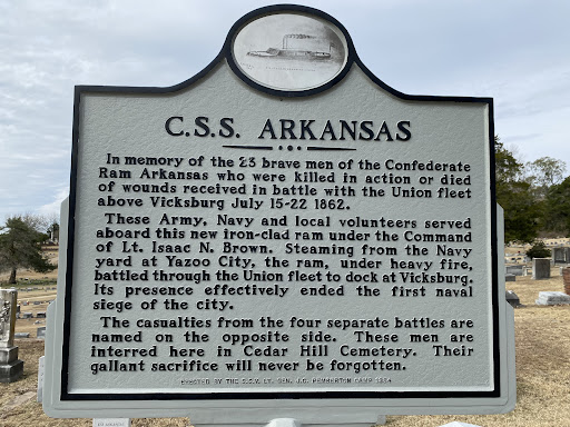 In memory of the 23 brave men of the Confederate Ram Arkansas who were killed in action or died of wounds received in battle with the Union fleet above Vicksburg July 15-22 1862.These Army, Navy...