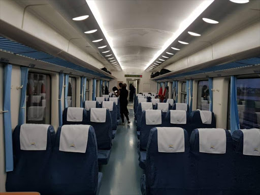 An interior view of a passenger train as the Kenyans made a maiden trip from Nairobi to Mombasa on the SGR, May 29, 2017. /MONICAH MWANGI