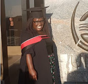 Barbra Gurupira after her graduation ceremony, where she obtained her LLB degree. 