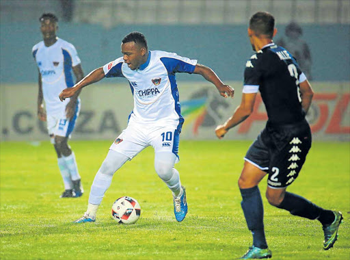 CLUB FOOT SOLDIERS: Chippa United mid-cum-striker Andile Mbenyane controls the ball during the team's 0-0 Premier Soccer League game with Bidvest Wits at Sisa Dukashe Stadium Picture: SINO MAJANGAZA