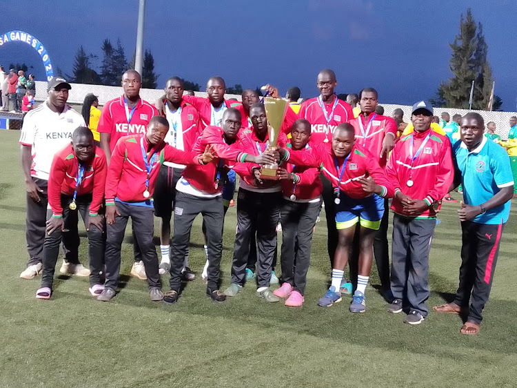 Namwela Boys celebrate after winning Federation of East and Central Africa School Games in Huye, Rwanda.