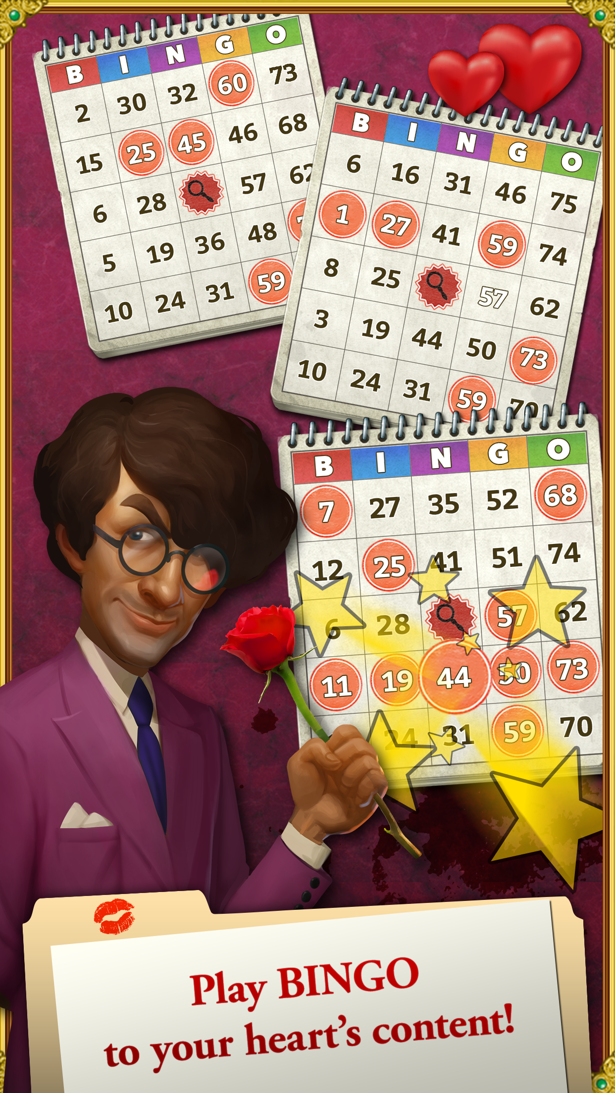 Android application CLUE Bingo: Valentines Day screenshort