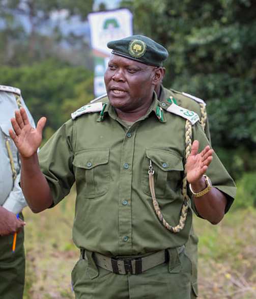 County forest conservator Thomas Kiptoo speaks at Ragia forest on May 3