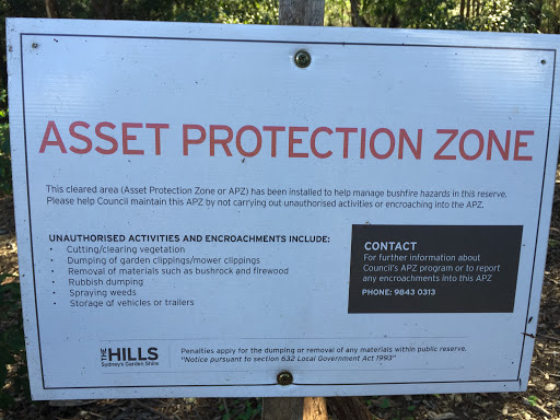 Asset Protection Zone Sign