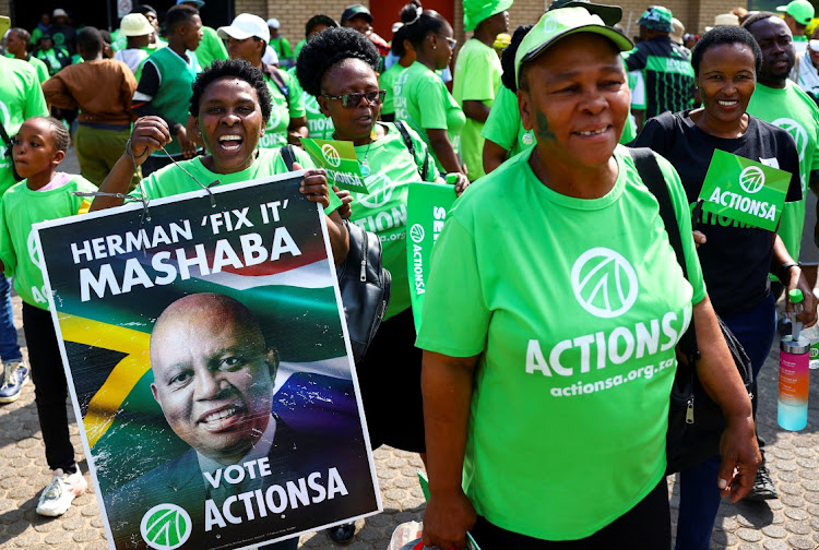 Supporters of ActionSA, at the party's manifesto launch at Ellis Park Arena in Johannesburg. Picture: SIPHIWE SIBEKO