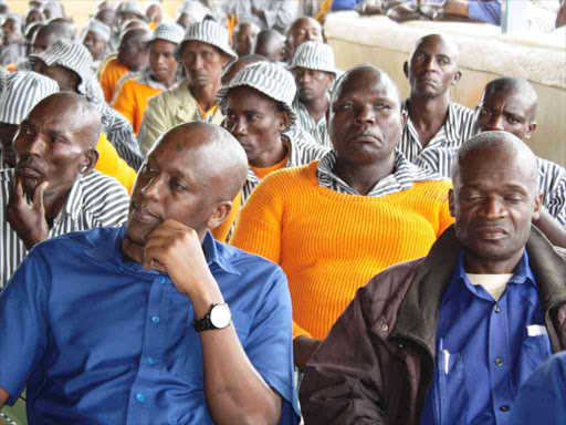 Prisoners at Kamiti Maximum Security Prison during a visit by the Power of Mercy Advisory Committee (Pomac), June 29, 2018. /JOSEPH NDUNDA