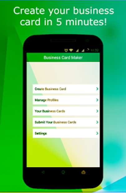 Android application design your business card screenshort