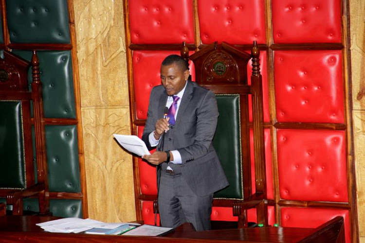 Acting Nairobi County Assembly Speaker Chege Mwaura delivering a communication to the House in a past session.