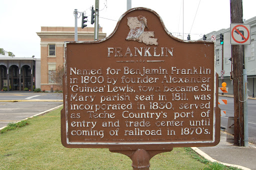 Named for Benjamin Franklin in 1800 by founder Alexander 'Guinea' Lewis, town became St. Mary Parish seat in 1811, was incorporated in 1830, served as Teche Country’s port of entry and trade...