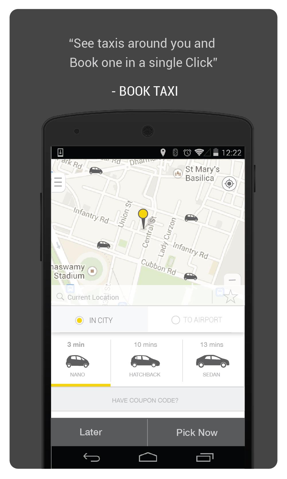 Android application TaxiForSure book taxis, cabs screenshort