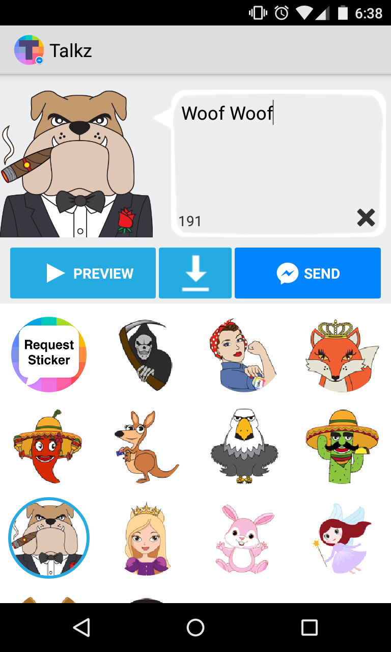 Android application Talkz for Messenger - Stickers screenshort