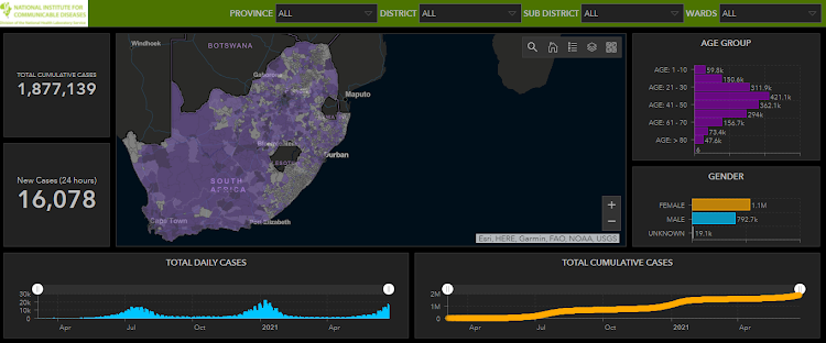 The Covid-19 dashboard shows statistics for your area up to ward level.