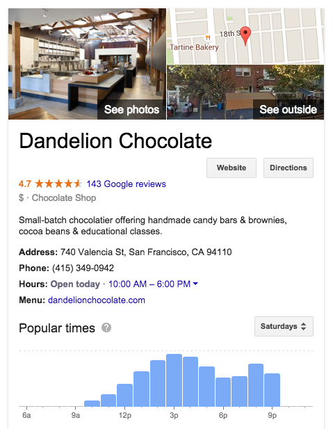 Dandelion Chocolate Knowledge Panel
