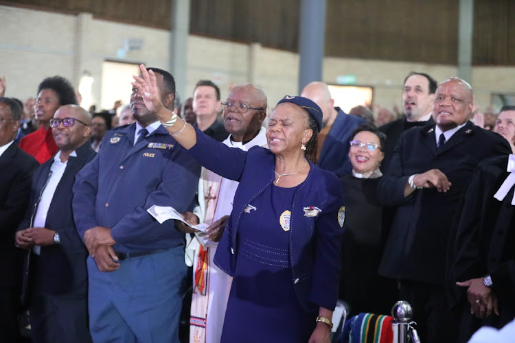 Congregants, bishops, and IEC members during the prayer for peaceful elections in South Africa.