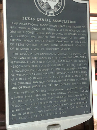 This professional association traces its history to 1869, when a group of dentists met in Houston and drafted a constitution and by-laws. Dr. Menard Michau of Houston was elected first president...