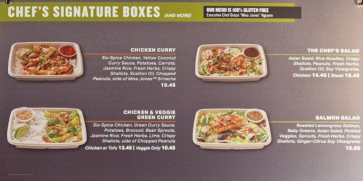 Asian Box gluten-free menu