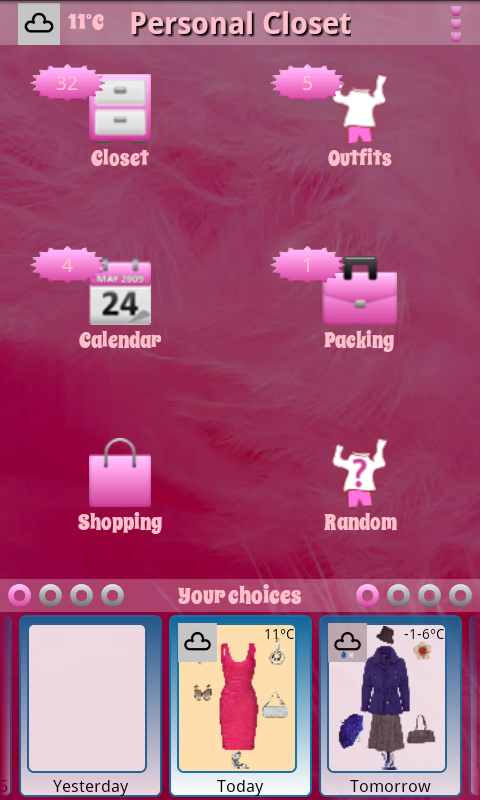 Android application Personal Closet screenshort
