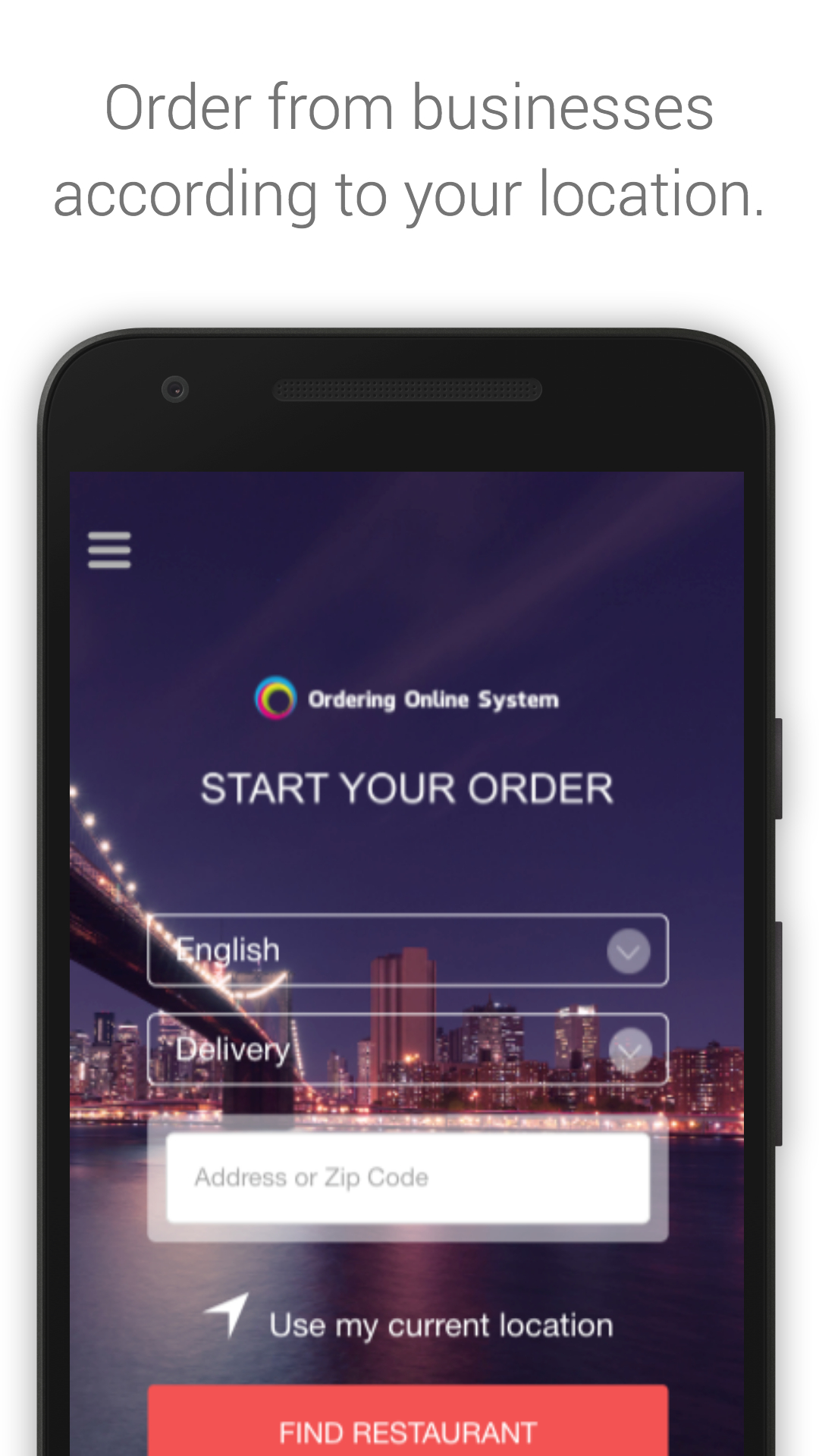 Android application Ordering App screenshort