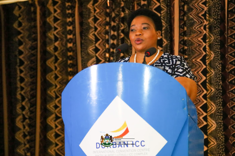 Economic development MEC Nomusa Dube-Ncube speaking at the Cannabis Investment Protocol in Durban.